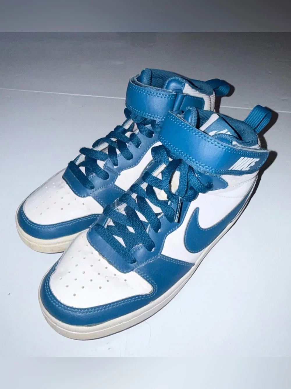 Nike Court Borough Mid 2 GS Shoes White Blue CD7782-108 Size 5Y